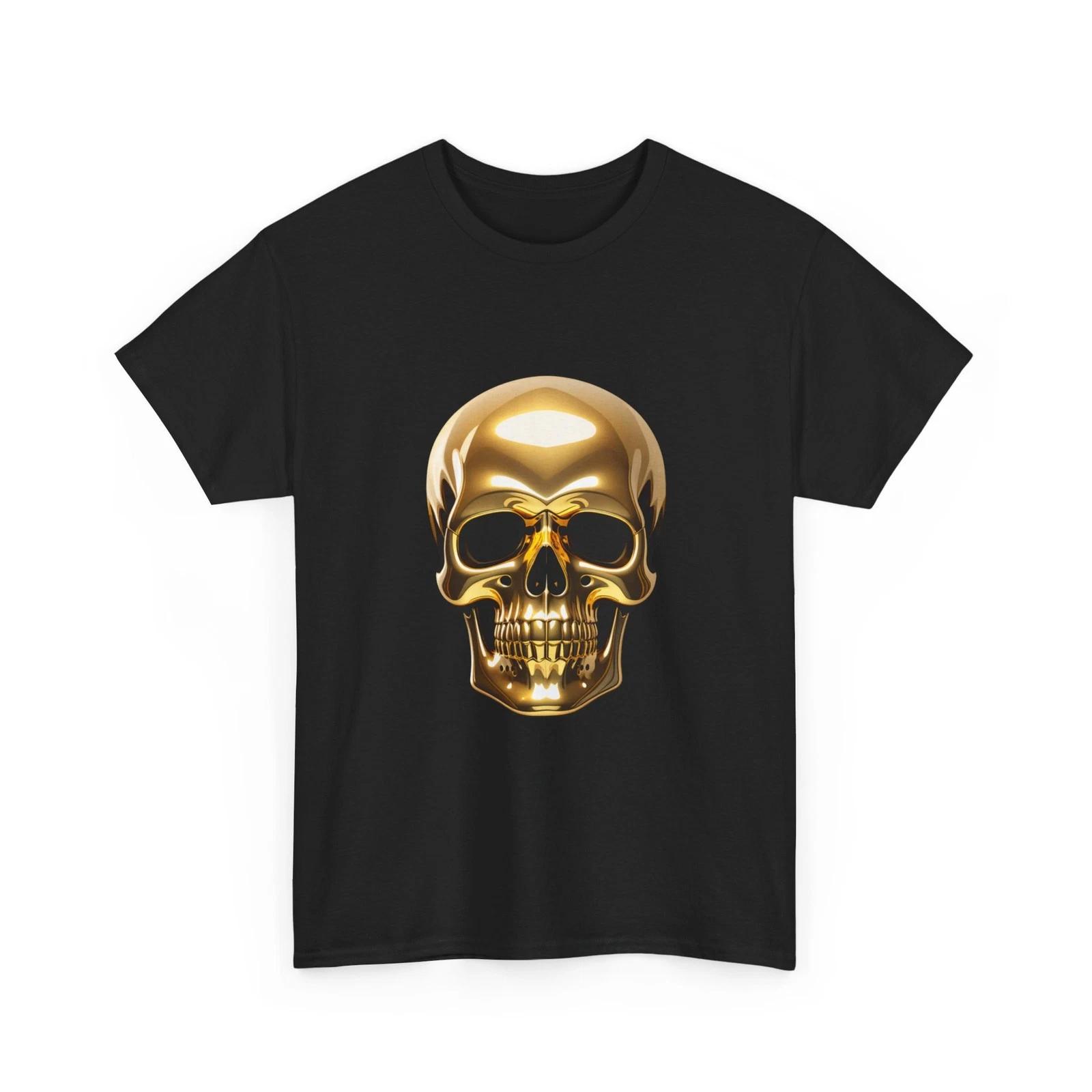 Gold Skull T-Shirt Metallic Skull Graphic Tee 4XL