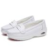 Cowhide air cushion nurse shoes shallow mouth women's shoes wedge heel flat casual shoes women's velvet mother shoes single shoes