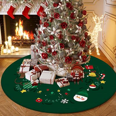 40-100cm Large Christmas Tree Skirt Living Room Decor Round Rug Red Christmas Tree Foot Cover Carpet Festive Home Party Decor