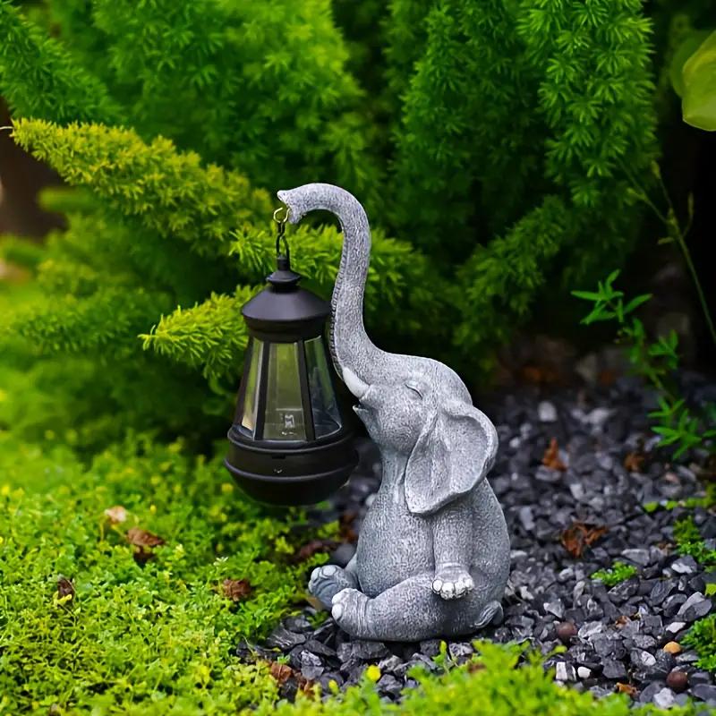 

Садовые статуи со слонами на солнечных батареях, фигурки слонов из смолы, украшения с солнечными фонарями, наружное декоративное искусство со слонами для газона M