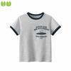 Children's Summer Round-Neck Short-Sleeve T-Shirt for Older Kids with Dog and Letter Designs, Youth Half-Sleeve Cotton Clothing for Boys and Girls