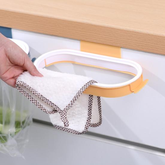 Garbage Rack with Lid Odor Control Easy Installation Cabinet Edge Secure Bag with Ring Trash Bag Holder