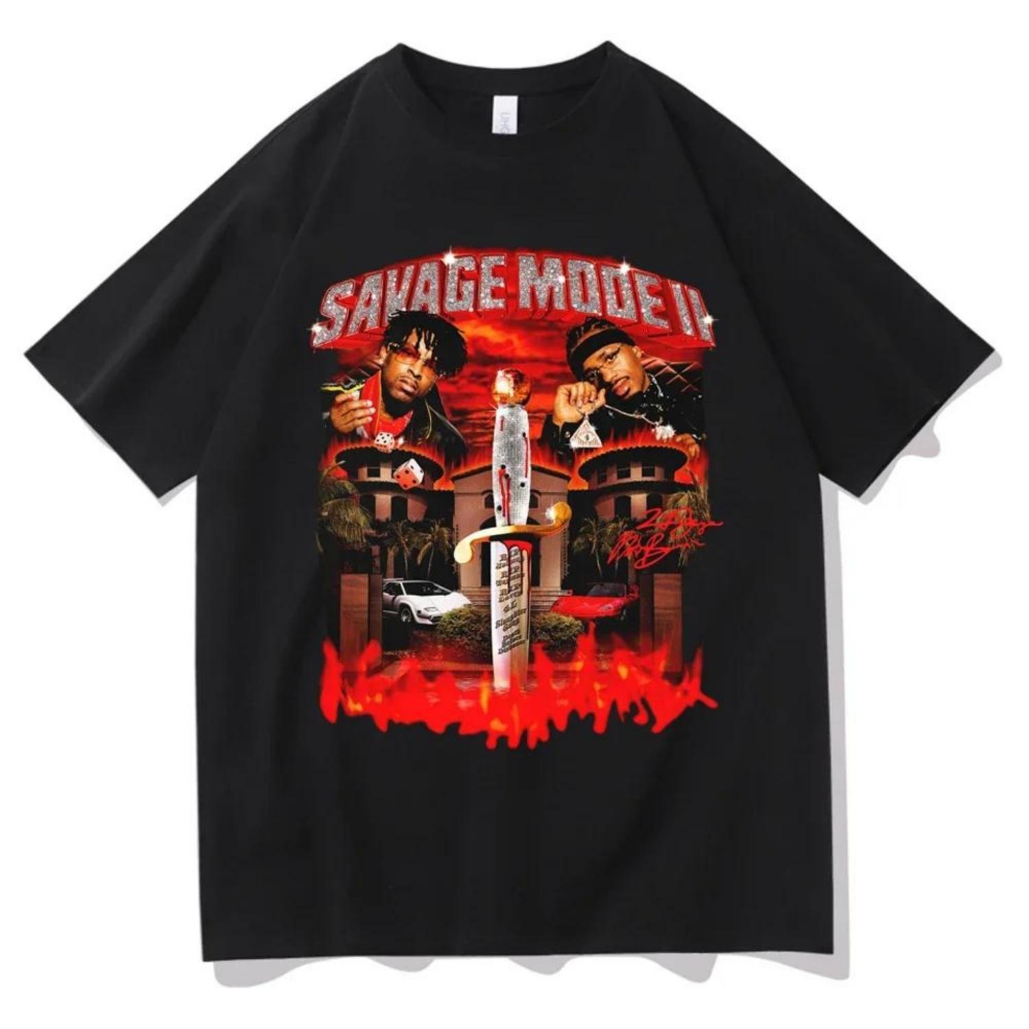 

21 Savage Story American Dream Album T Shirt Men Women Fashion Music Album Hip Hop T-Shirts Streetwear Harajuku S