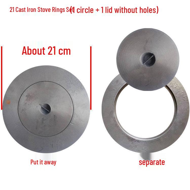 Cast Iron Firewood Stove Ring & Lid: Thickened Rustic Pot and Fire Pit Accessories