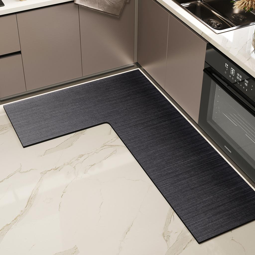 Simple And Gradual Change L-Shaped Kitchen Floor Mat, Water-Absorbing Oil-Absorbing Quick-Drying Floor Mat, Dirt-Resistant And Wear-Resistant Anti-Ski