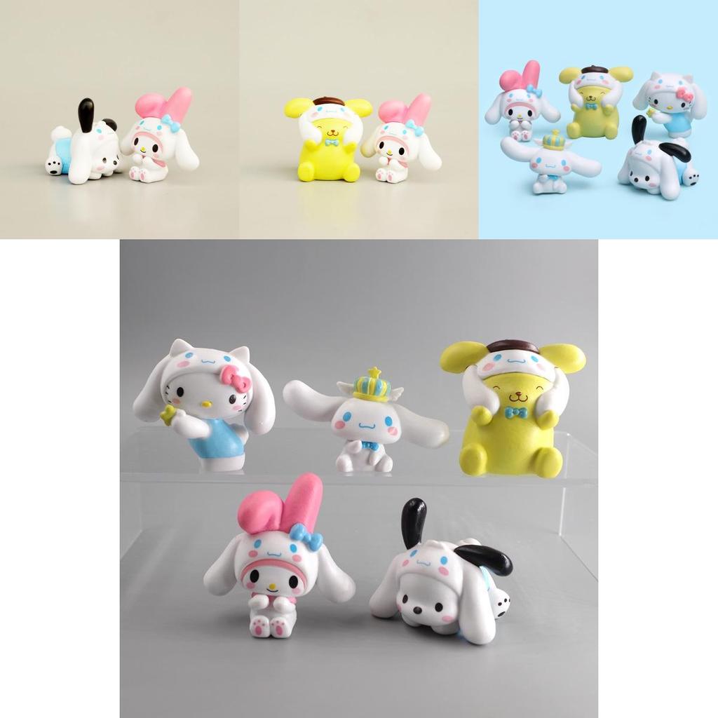 Adorable Sanrio Characters Cute Cartoon Kuromi My Melody Cinnamoroll Figure Toys Set