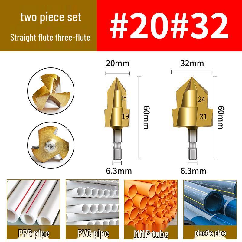 PPR T-Drill Bit Set: 20/25/32mm Water Pipe Repair Reamer for Hole Opening