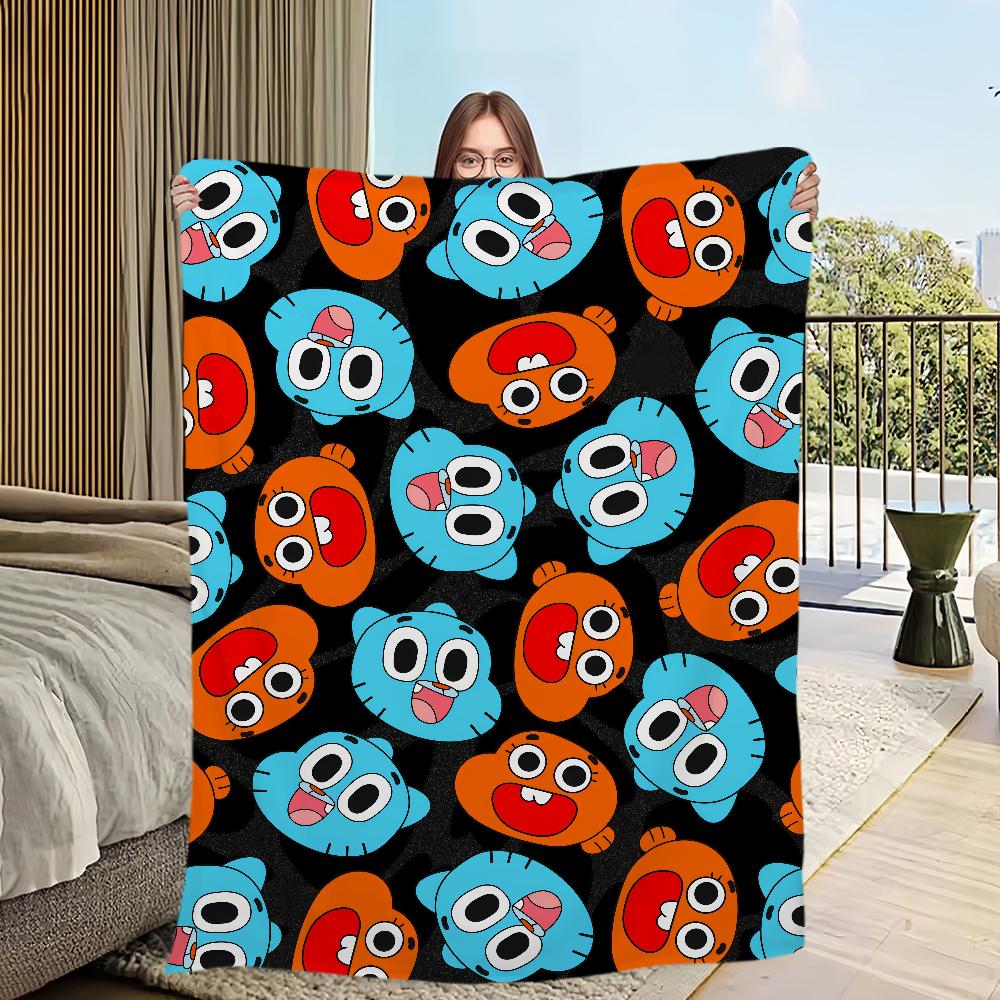 cartoon funny art Flannel warm soft plush blanket sofa living room hogar of G-gumball bedroom W-world travel gift home A-Amazing