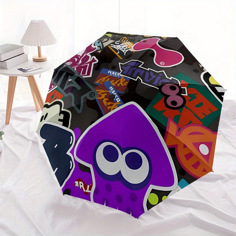 Splatoon? Automatic Windproof Folding Umbrella, Travel Umbrella for All Occasions, Cartoon Portable Umbrella a0823018