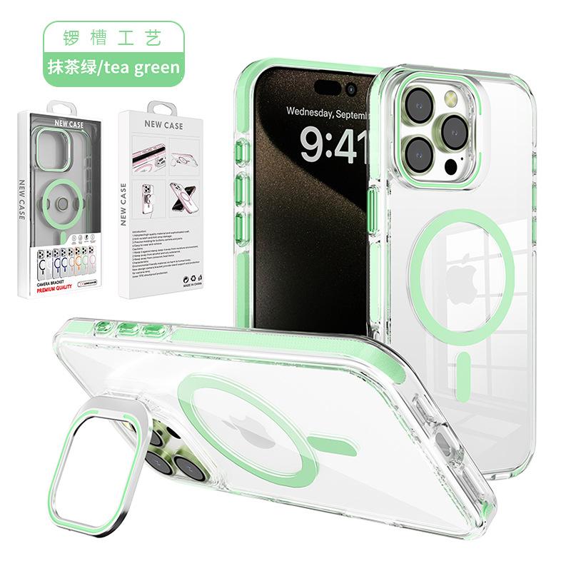 Applicable To Iphone16 Transparent Magnetic Mobile Phone Case, Apple 15pro Mobile Phone Case Lens Holder Case with Lens Film