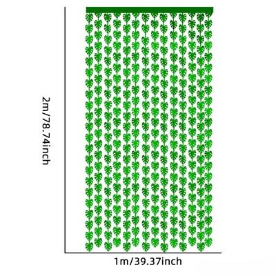 1/2PCS Green Leaf Rain Curtain Glitter Jungle Leaf Foil Fringe Curtain Safari Christmas Birthday Party Decorations Supplies