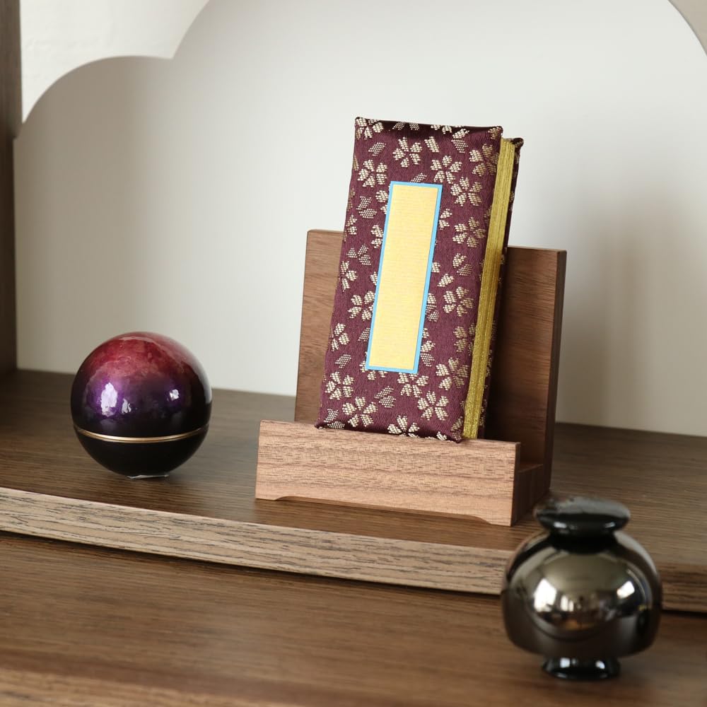 3.5-inch Memorial Book with Hiyori Pattern and Convenient Dates (10.5cm X 5cm), Dark Purple