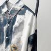 Men Trendy Vintage Ink Wash Tie Dye Print Lapel Button Up Shirt Y2K Harajuku Streetwear Long Sleeve Loose Tops Camisas De Hombre