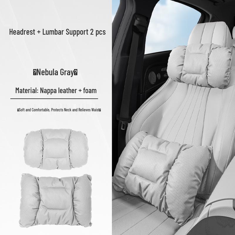 Universal Car Headrest & Lumbar Support Cushion for All Seasons - Fits Tesla & Mercedes