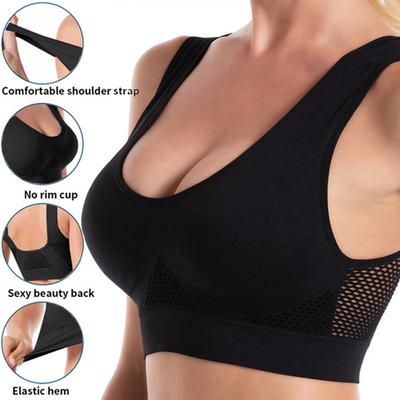 Nahtlose Mesh Frauen Sport Bhs Fitness Gym Lauf Unterwäsche Stoßfest Bh Wireless 6XL Plus Größe Atmungs Yoga Bh