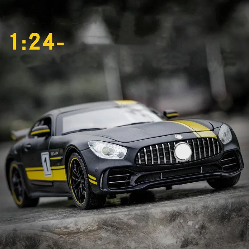 1/24 BENZ GTR Legierungs-Automodell Hochsimulations-Diecasts-Spielzeug mit Ton und Licht Rückziehfahrzeuge Dekoration Spielzeug für Kinder Geschenk