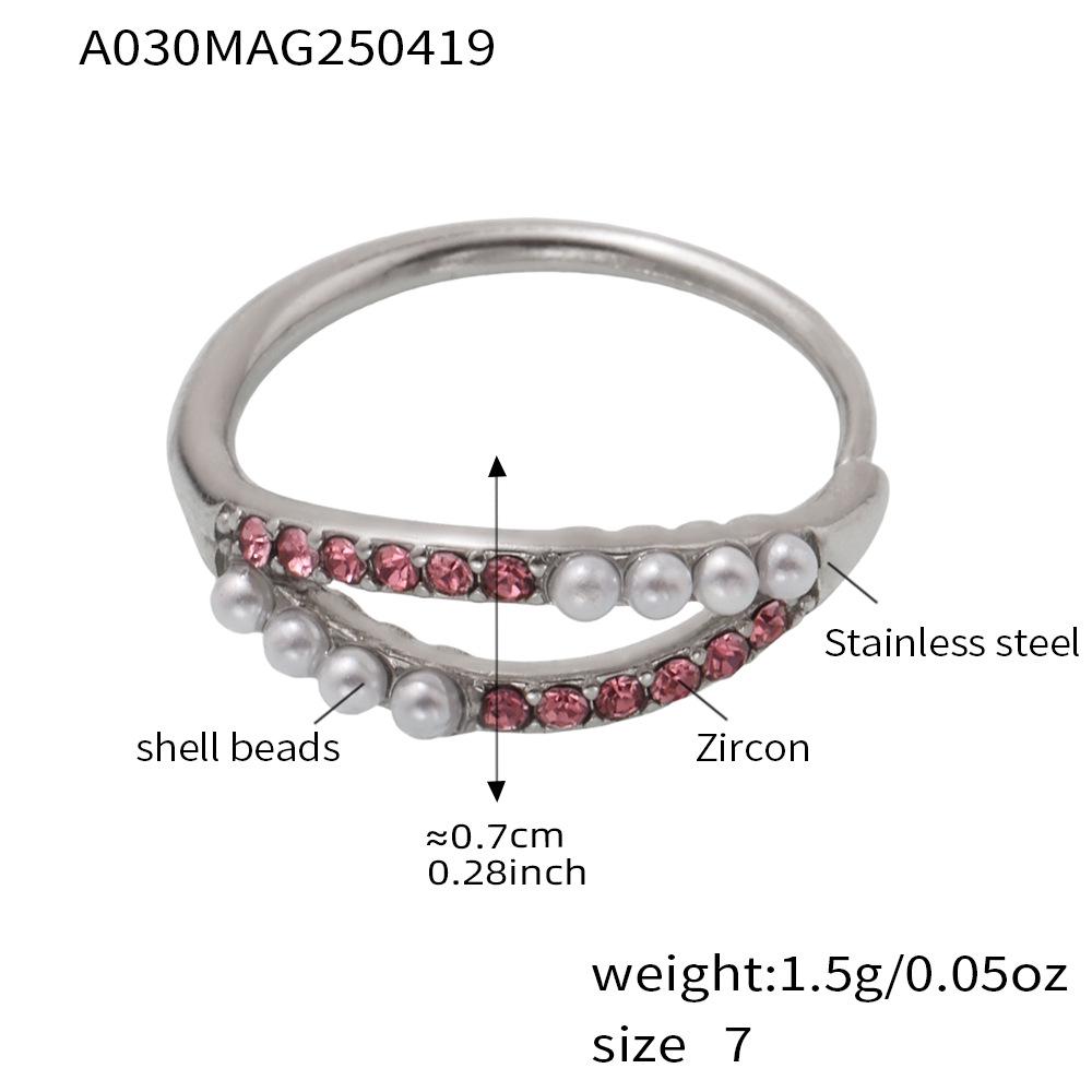 Qiong Yao Trendy Double Layer Rhinestone Gold-Plated Stainless Steel Adjustable Ring Size 7