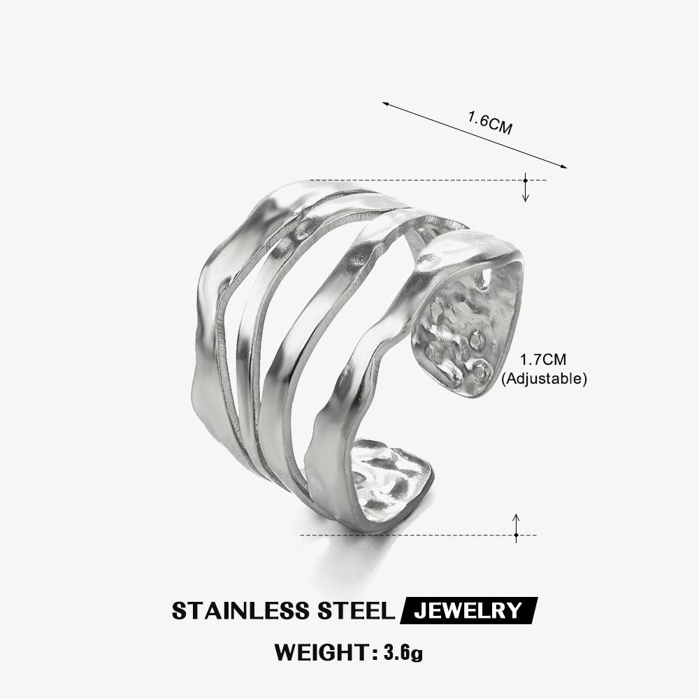 

Stainless Steel Multi Layer Line Open Ring For Women Men Unisex Style Ring Party Jewelry Accessory