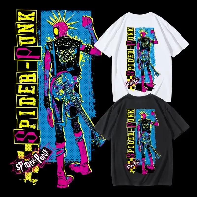 2026 Marvel Genuine American Punk SpiderMan Personalized Printing Men And Women With The Same Tshirt Shortsleeved TopJacket