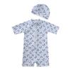 Kids' Floral One-Piece Swimsuit with Zipper and Swim Cap - Boys and Girls' Modest Design
