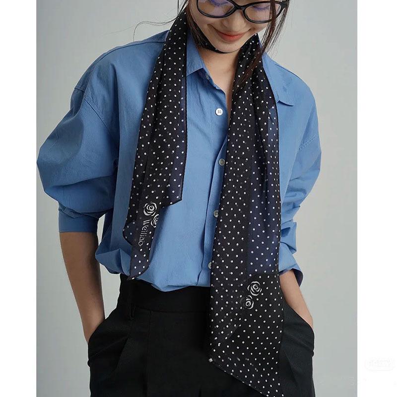 2024 Women's Brown Polka Dot Silk Scarf - Versatile Long Bandana and Tie Neck Accessory