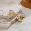 Glossy Smooth Double Layer Gold&Silver Mixed Color C-shape Clip Earrings for Women Stainless Steel No Piercing Ear Cuff Jewelry