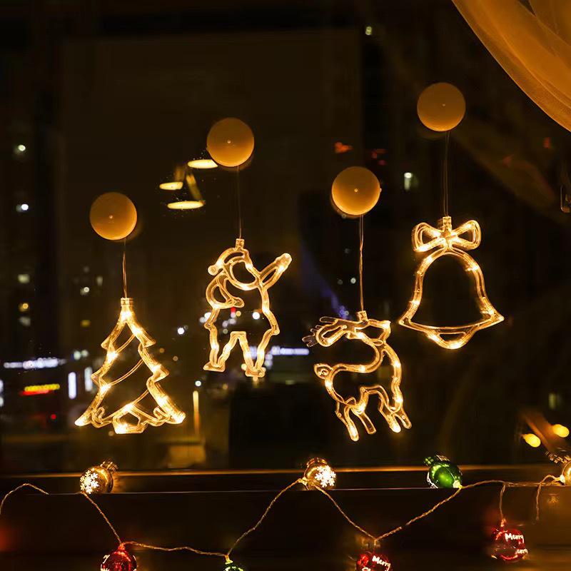 LED Vánoční světýlka na okno s přísavkou - Tvary Santa Clause a sněhuláka