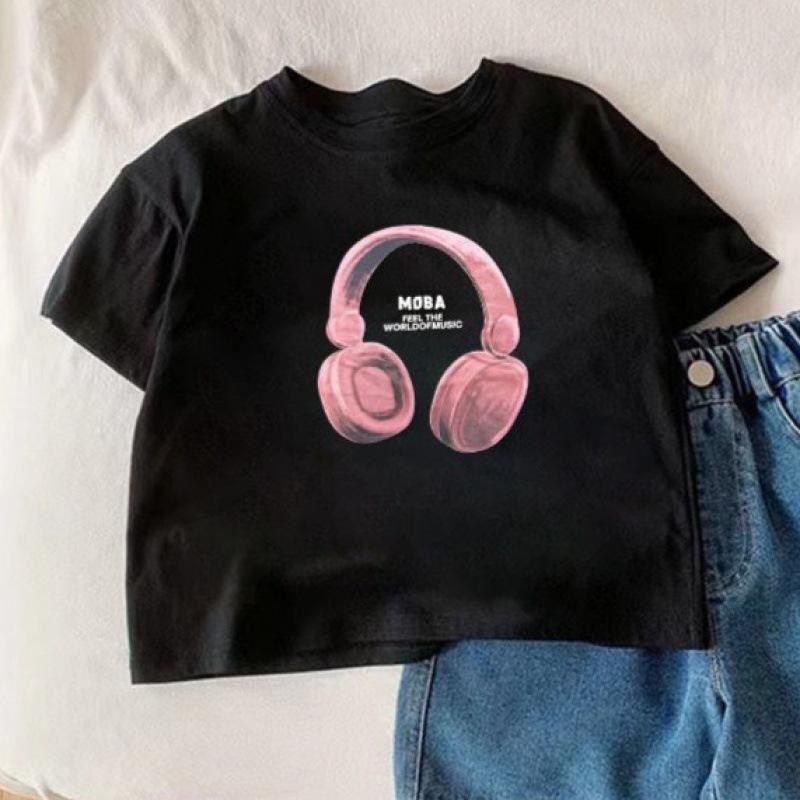 Summer Cotton Kids Short Sleeve T Shirt Boys Girls Round Neck Casual Cool Basic Tee Top