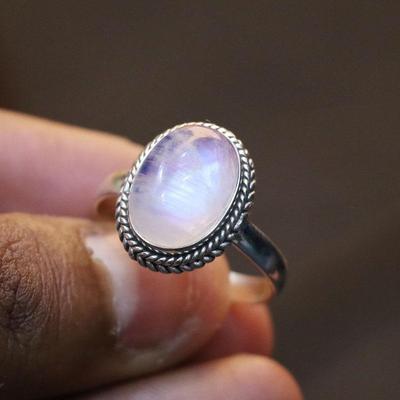 Moonstone Gemstone Ring, Solid 925 Sterling Silver Ring, Designer Ring, Birthstone Ring, Women Ring, Silver Jewelry, Engagement Ring