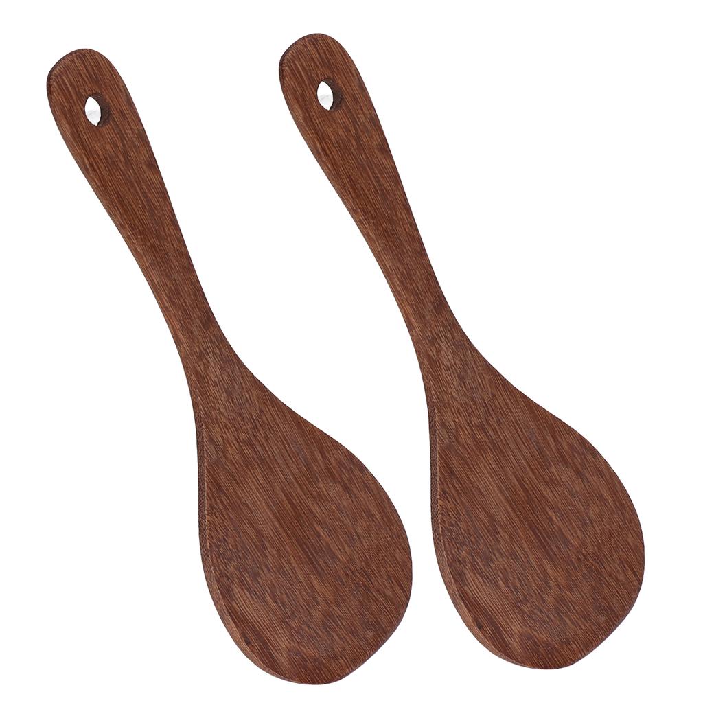 2 Pcs Rice Paddle Natural Wooden Rice Cooker Spatula Kitchen Cooking Spoons for Mixing and Serving RiceRound Mouth