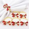 Christmas Red Bow Table Napkin Rings Metal Napkin Holder,for Christmas Home Decoration Table Decoration and Accessories