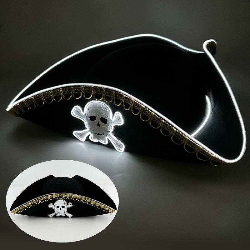 Navy Sailor LED Light-Up Embroidered Captain's Hat for Festivals and Performances