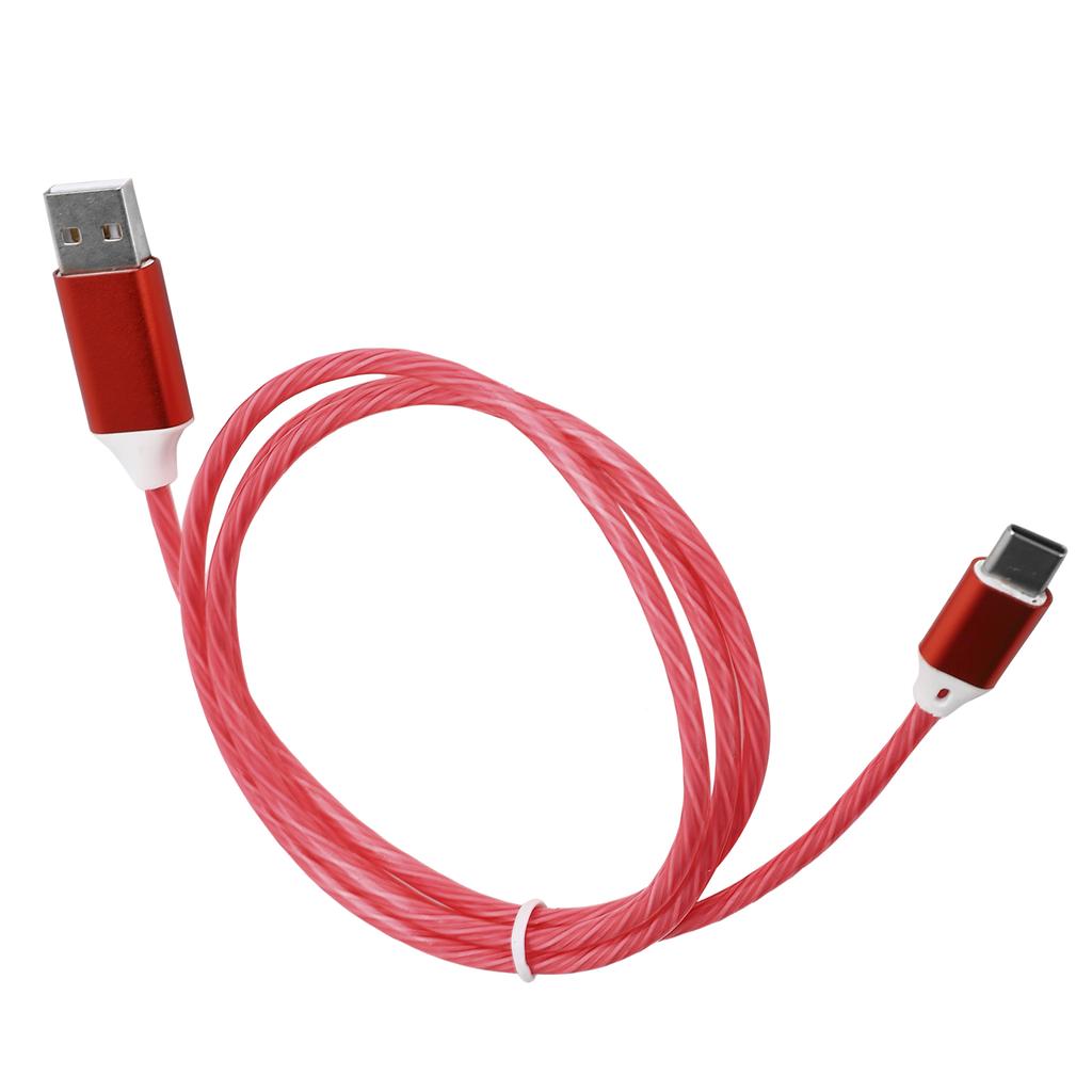 USB To TypeC Charging Cable LED Light Up Flowing Fast Charging Cord USB C Charger Cable(Red )