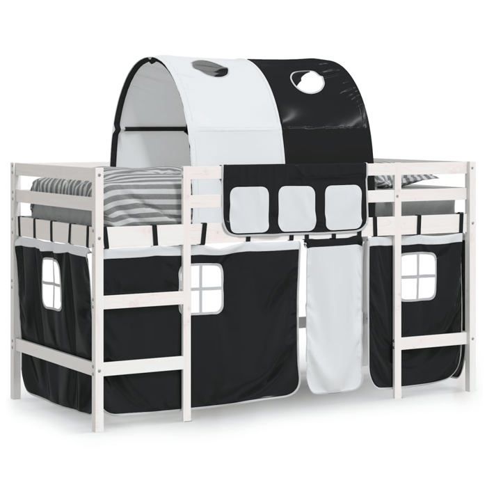 VidaXL Lit Mezzanine Enfants et Tunnel, Lit Surélevé pour Enfants avec Échelle, Meuble de Rangement Chambre, Moderne, Blanc 3206985