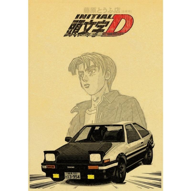 

Japanese Anime Initial D Retro Poster Print Modern Study Living Room Decoration Painting Art Wall Interior Design Room Decor 21cm×30cm NoFrame