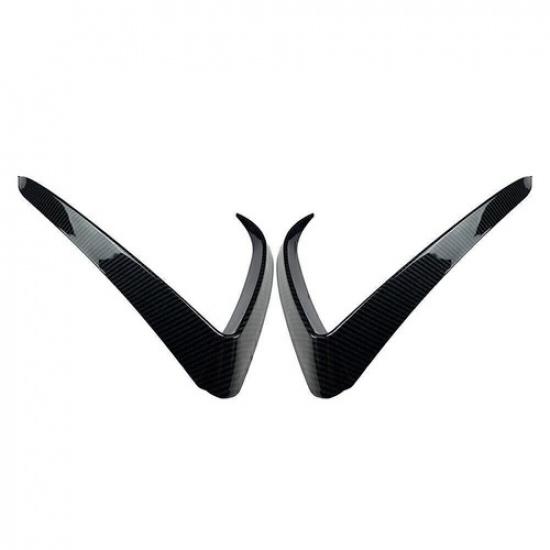 Carbon Fiber Front Fog Light Lamp Eyebrow Cover Trim Fit Tesla Model Y -