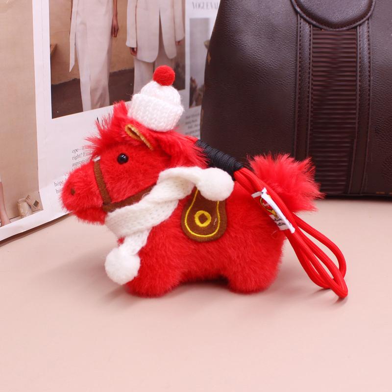 Cute Year Plush Keychain Bag Charm Doll Charm Miniature Horse Figurine