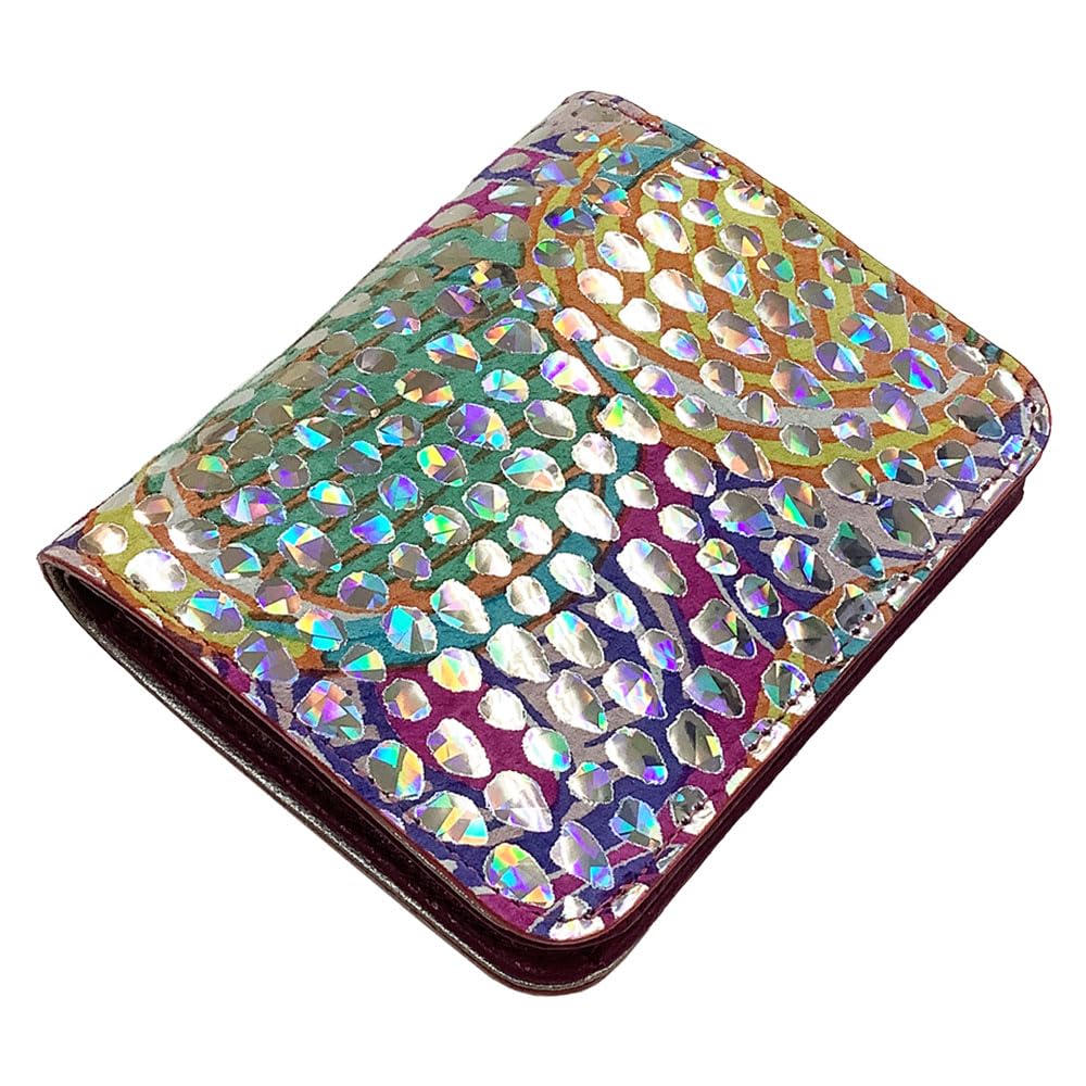 

HARUBE Compact Slim Folding Wallet, Pig Leather, Suede, Genuine Leather, Yuzen Dye, Enamel, Functional, Women s, Impressionist Design, Kyoto,