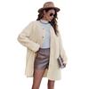 Women's Round Neck Coat Casual Fleece Coat Vintage Solid Color Long Sleeve Single Breasted for Office Party