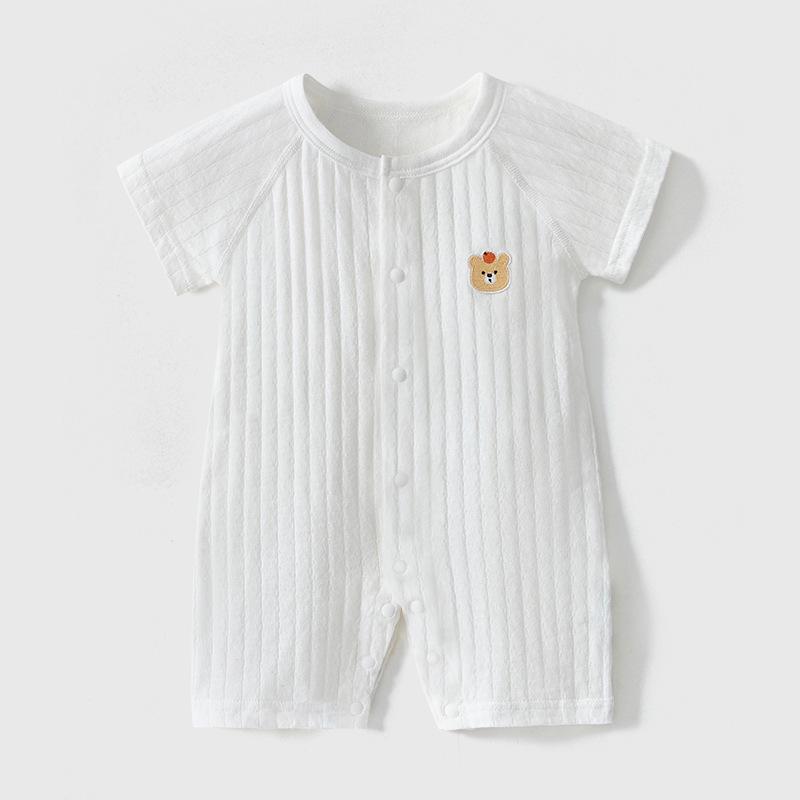 Neugeborenen-Baumwoll-Strampler mit kurzen Ärmeln: Atmungsaktiver, nahtloser Klimaanzug-Anzug
