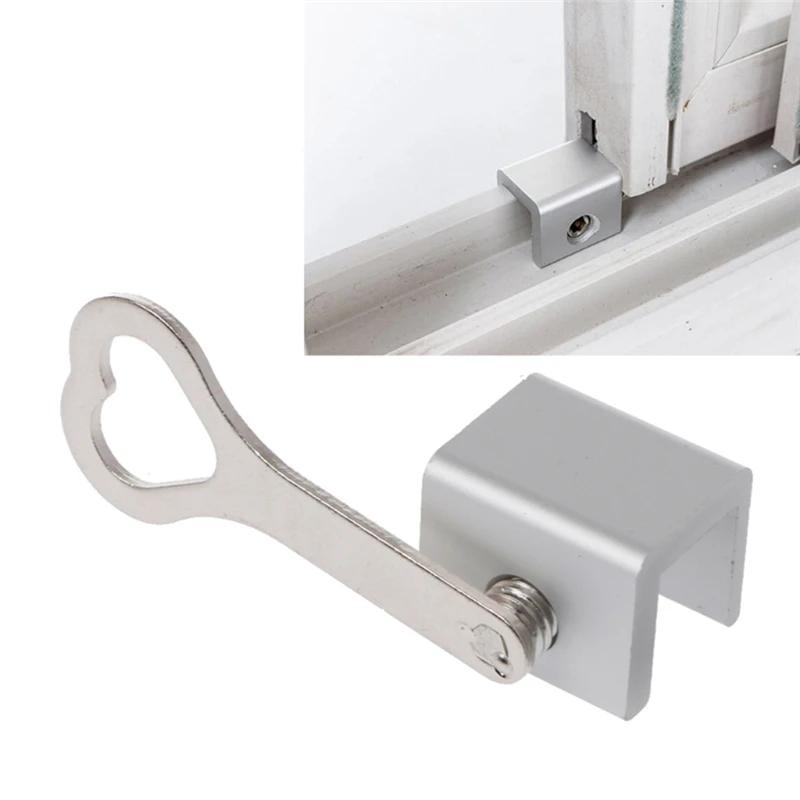1PC Child Protection Baby Safety Adjustable Sliding Window Locks Stop Aluminum Alloy Security Lock With Keys Safety Window Lock