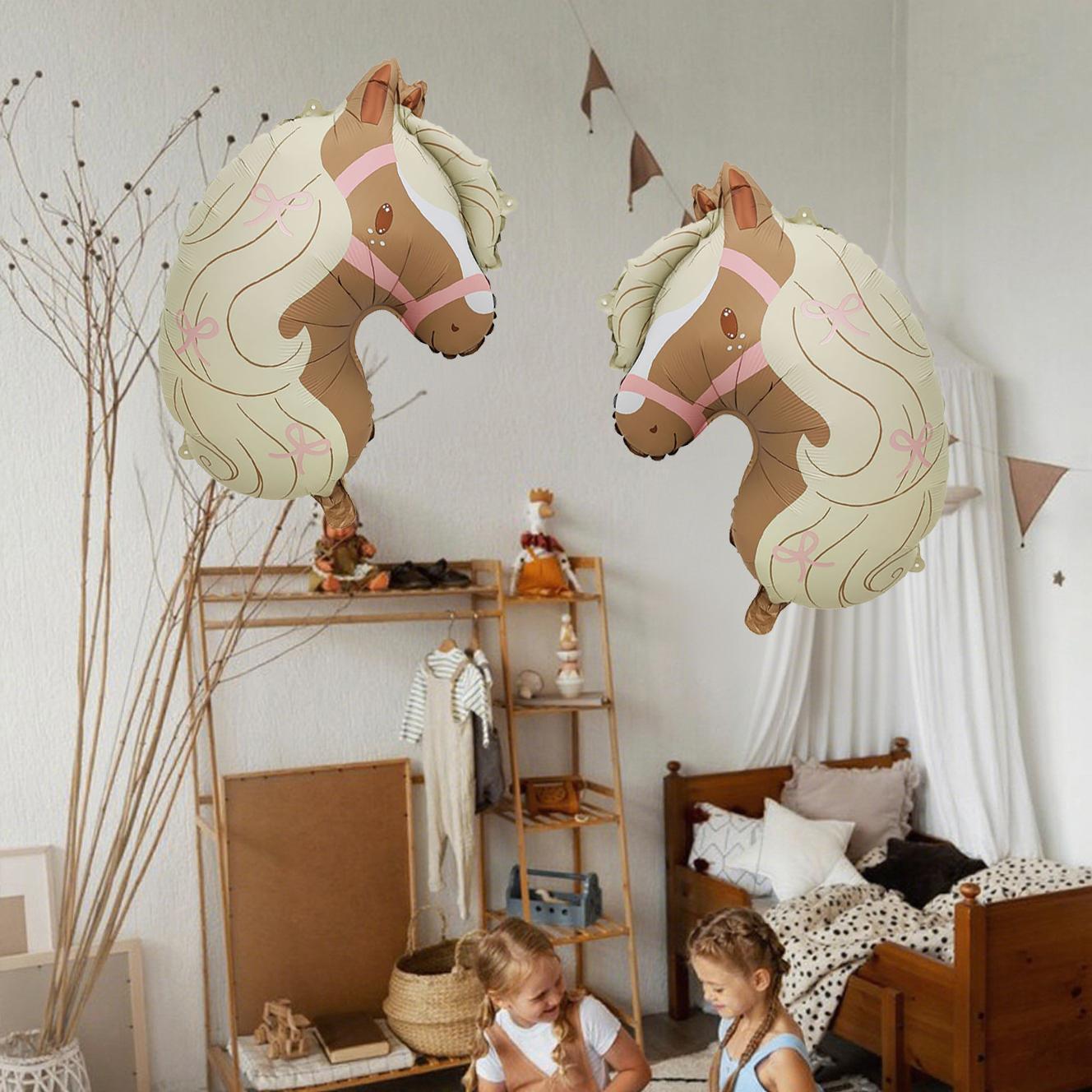 

2Pcs Matte Frosted Butterfly Machine Cartoon Horse Head Aluminum Film Balloons Birthday Party Decor Party Balloons Photography As Shown