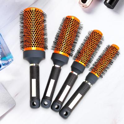 Peigne roulant pour cheveux bouclés, cylindre doré, style professionnel, peigne pour crinière, Conduction thermique, Tube en aluminium, peigne spécial