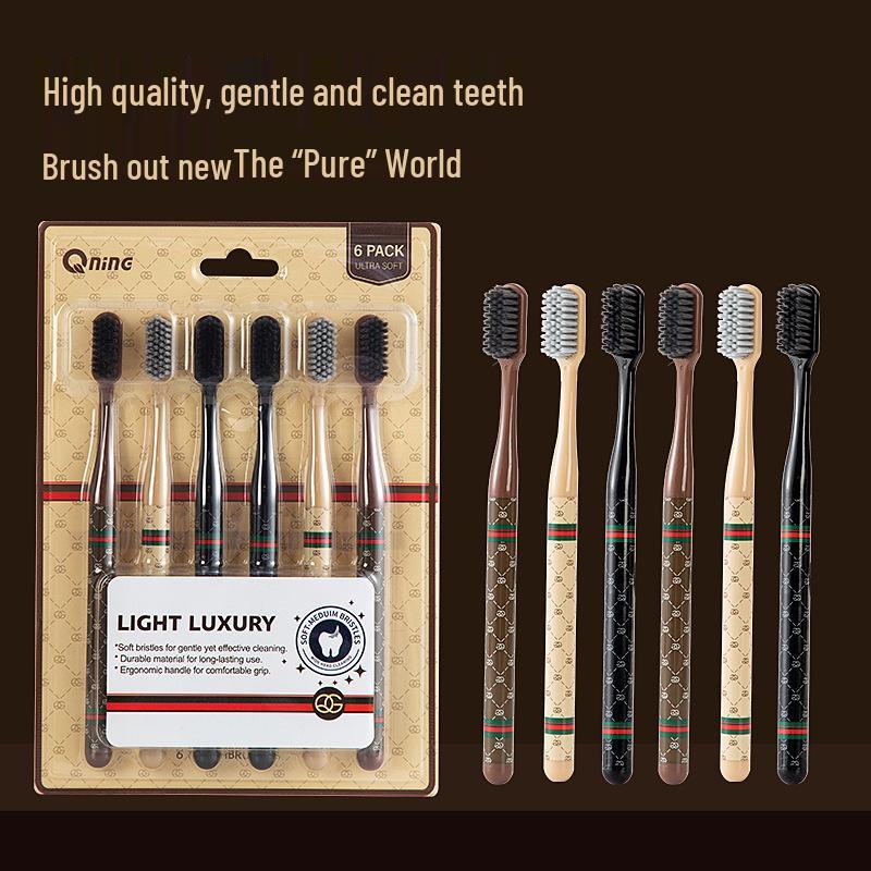 Bestselling Luxurious Adult Toothbrush Set - Soft, Medium Bristles, Wide Head, 6 Pieces.