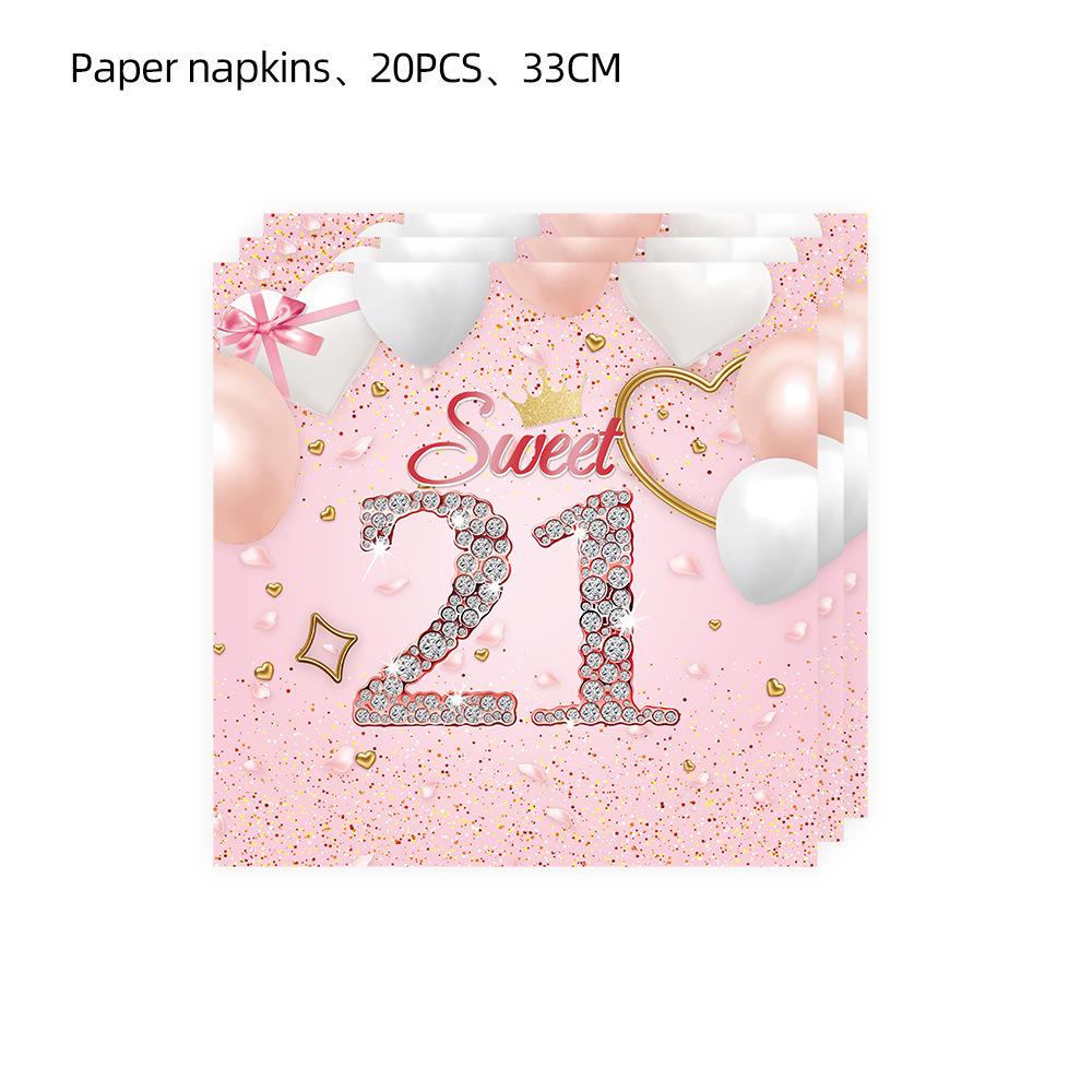 21st Birthday Themed Creative Party Decoration Disposable Tableware Set