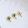 18K Gold-Plated Peacock Ear Hook & Pendant Set with Pearl Base and Zirconia Studs - DIY Earring Accessories