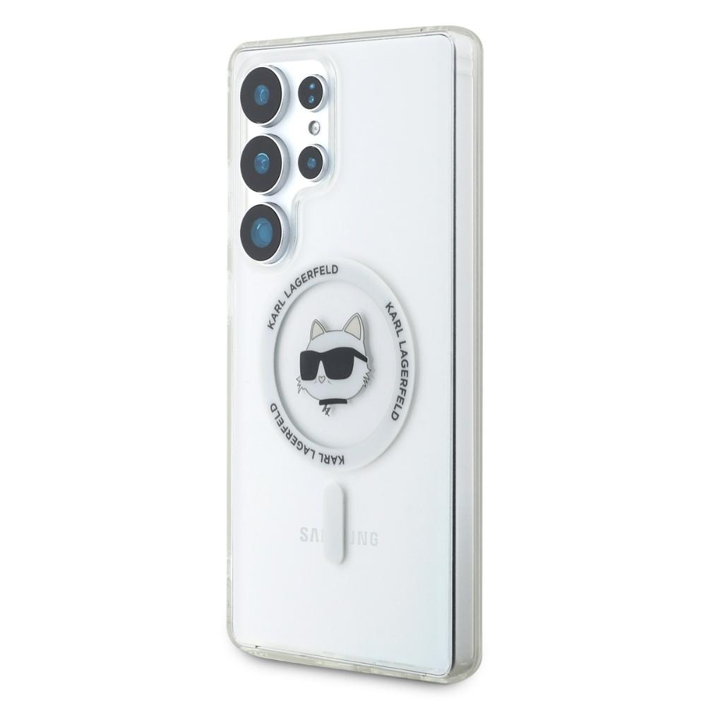 Karl Lagerfeld Button Choupette Case Printed Logo Magsafe For Samsung Galaxy S25 Ultra White