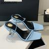 Fashion SUOJIALUN 2025 Summer New Brand Women Sandal Shoes Fashion Narrow Band Gladiator Shoes Thin High Heel Outdoor Dress Pumps Slide