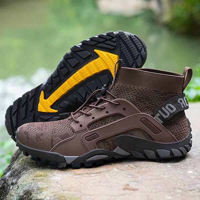 Men's Breathable Flyknit Hiking Shoes - Non-slip, Wear-resistant, Quick-drying, Mid-top Canyoning and Trekking Shoes