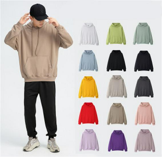 Men's Heavyweight Fleece-Lined Crew Neck Sweatshirt - Loose Fit, Solid Color, Long Sleeve.